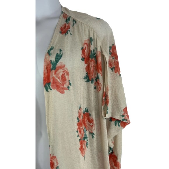 Painted Threads Medium Floral Green Orange Knit Open Cardigan Preppy Cottage - Picture 2 of 10